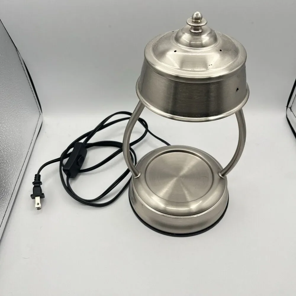 Hurricane Candle Warmers Etc Lantern Brushed Nickel 11” Tall (missing Handle)